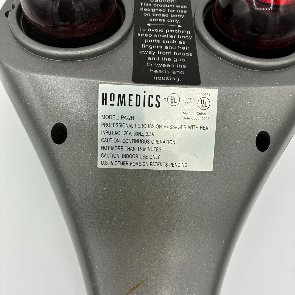 HoMedics PA-2H Pro Percussion Massager Heat Program w/ Heads tested working